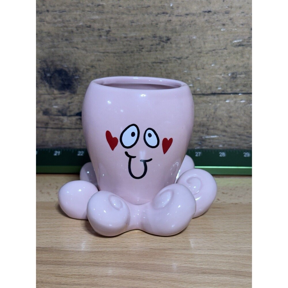 🔥🔥burton & Burton Pink Ceramic Octopus Shaped Planter Tentacles Curled Up
